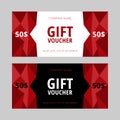 Collection of black, white and red gift vouchers with poly elements