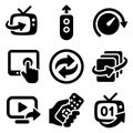 Collection of Black and White Remote Control Icons for Technology and Media Royalty Free Stock Photo