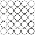 Collection of Black and White Round Decorative Border Frames in Black and White with Clear Background