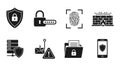 Security Icons Set - Black and White Royalty Free Stock Photo