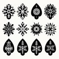 Symmetrical Black And White Snowflake Mittens Vector Art Royalty Free Stock Photo