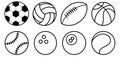 Collection Of Black And White Sports Balls Flat style Royalty Free Stock Photo