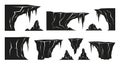 Collection of Black and White Stylized Rock Formations and Icicle Clifs on White Background Royalty Free Stock Photo