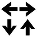 Collection of black and white up down left right arrows web icon