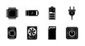 Technology Icons Set: Computer Components and Power Symbols Royalty Free Stock Photo