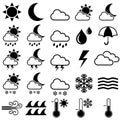 Weather Black and White Icons Royalty Free Stock Photo