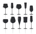 Collection of black wine glasses silhouettes t