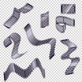 Collection of blank cinema film strip frames with different shape. Vector illustration isolated on transparency background Royalty Free Stock Photo