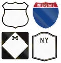 Collection of blank highway route shields used in the US Royalty Free Stock Photo