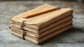 Collection of blank notebooks stacked on a table with a pencil resting on top Royalty Free Stock Photo