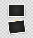 Collection of blank photo frames with adhesive tape, empty space for your photograph. Vector illustration