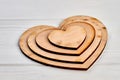 Collection of blank wooden hearts.
