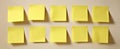 The collection of blank yellow sticky notes on a simple background..AI generated image Royalty Free Stock Photo