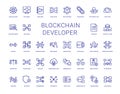 collection blockchain developer icons modern technology decentralized systems Royalty Free Stock Photo