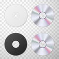 Collection of blu-ray, black and white blank compact disk realistic vector illustration Royalty Free Stock Photo