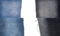 Collection of blue and black jeans fabric textures Royalty Free Stock Photo