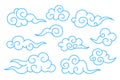 Collection of blue chinese cloud symbols