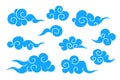 Collection of blue chinese cloud symbols