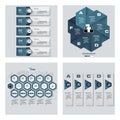 Collection of 4 blue color template/graphic or website layout. Vector Background.