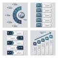 Collection of 4 blue color template/graphic or website layout. Vector Background.