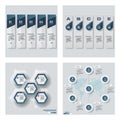 Collection of 4 blue color template/graphic or website layout. Vector Background.