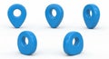 Collection of Blue 3D Map Location Pointers in Various Angles marker Royalty Free Stock Photo