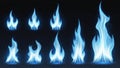 Collection of blue flame illustrations Royalty Free Stock Photo