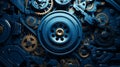 a collection of blue gears