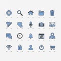 A collection of 20 blue and gray vector icons on a white background. The icons are Royalty Free Stock Photo