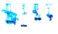 Collection blue ink flowing in water Isolated