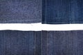 Collection of blue jeans fabric textures Royalty Free Stock Photo