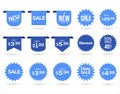 Collection of blue labels sale or discount sticker vector illustration