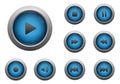 Collection of blue multimedia buttons Royalty Free Stock Photo