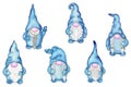 Collection of blue nordic gnomes