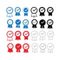 A collection of blue, red, and white check marks. Royalty Free Stock Photo