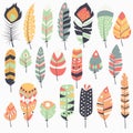 Collection of boho vintage tribal ethnic hand drawn colorful Royalty Free Stock Photo