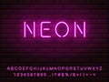 Realistic nice shiny bright pink tybe neon font set