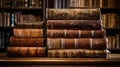 Stack of Books on Wooden Table Royalty Free Stock Photo