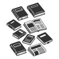 Collection of Books and Open Newspaper vector Royalty Free Stock Photo
