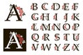 Botanical alphabet capital letters set