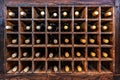 Collection of bottles of wine on wood cases Royalty Free Stock Photo