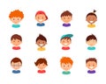 Collection boys faces. Smiling children avatar set.