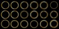 Collection of braid circle. Golden bracelet set. Luxury art design. Black background. Vector illustration. Stock image.