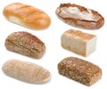 Collection of bread breads whole grains isolated Royalty Free Stock Photo