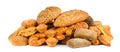 Collection of bread products buns, baguettes, cereal bread, cup