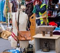 Collection of bric a brac including vintage dressmakers dummy on sale at Frome Sunday Market, Somerset, UK