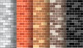 Collection of brick wall seamless pattern textures set Royalty Free Stock Photo