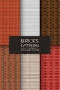 Collection Of Bricks Pattern For Design, Package, Background. Vector Illustration Royalty Free Stock Photo