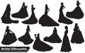 Collection of Bridal silhouettes in different poses set