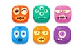 Collection of bright buttons emoticons with different emotions, colorful emoji monsters vector Illustration